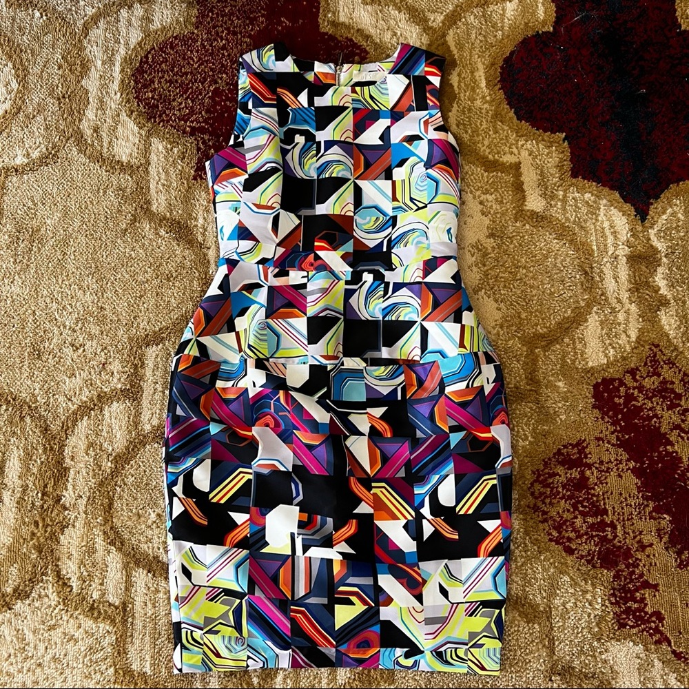 BYSI Multi-color Geometric Squares Dress - Size M